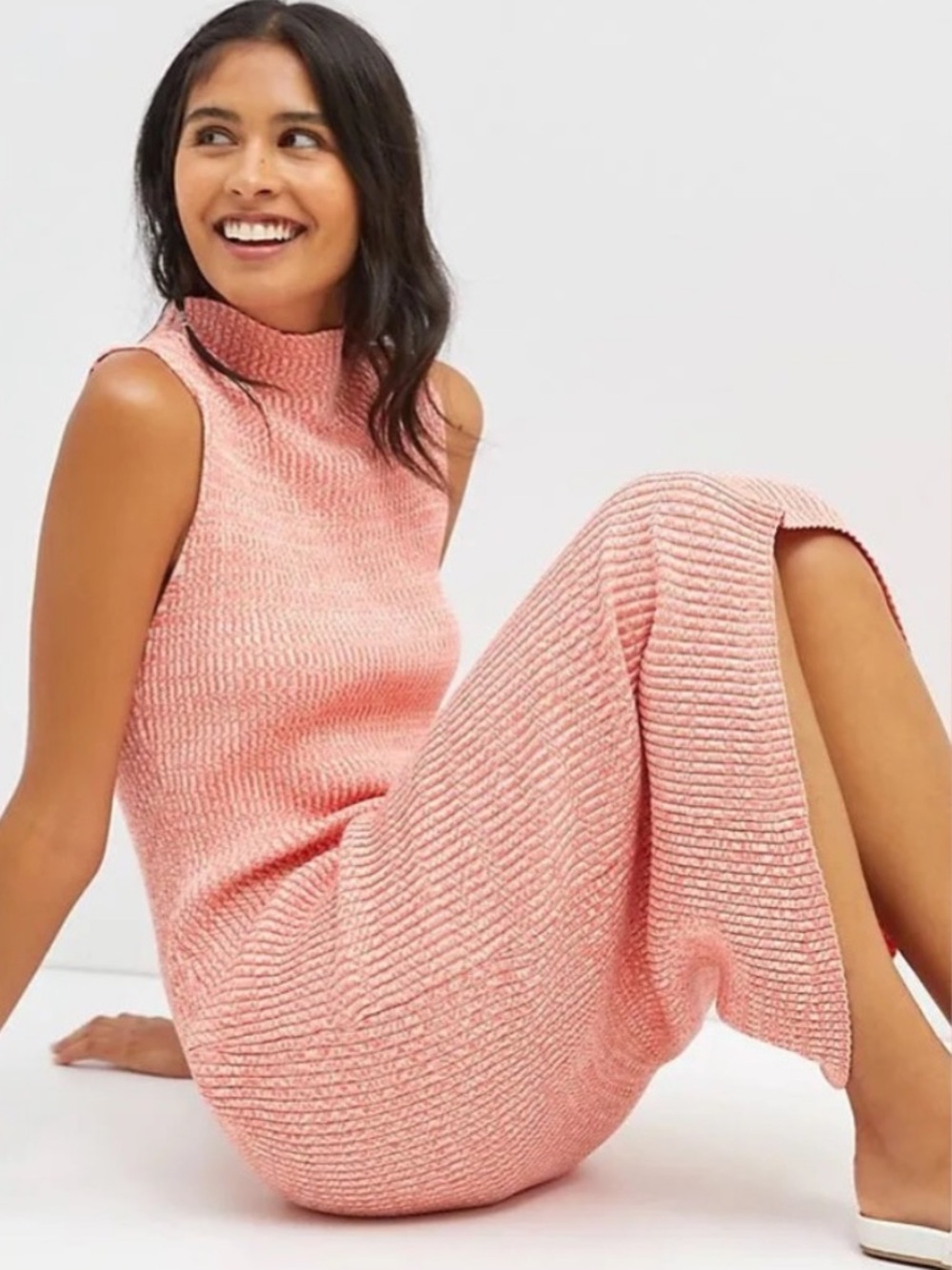 Daily Practice by Anthropologie | Coral Textured Sleeveless Midi Dress | Size L